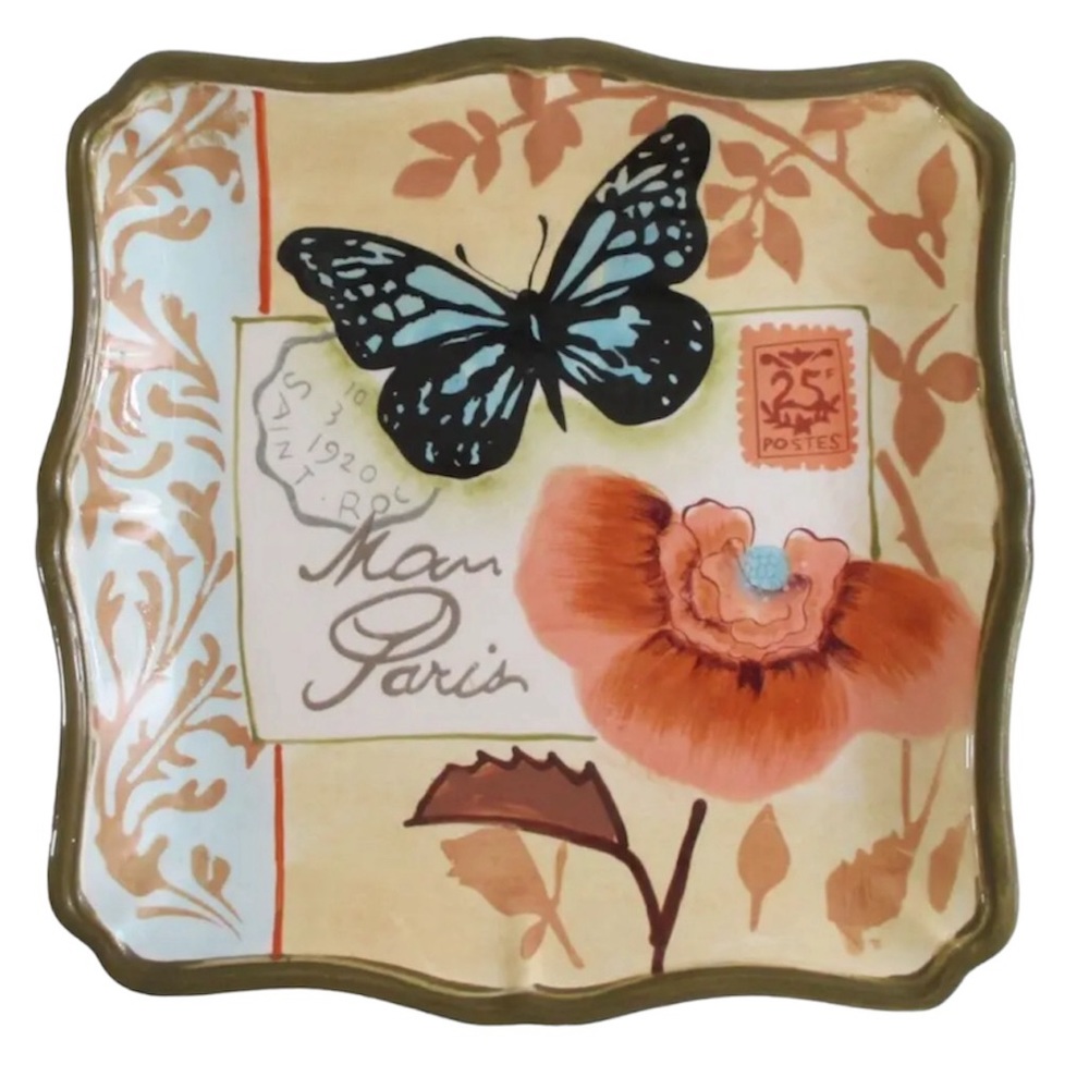 Certified International Jennifer Brinley Plate with Flowers and Butterfly
